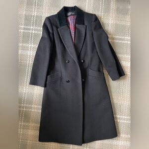 VTG Alorna Petite wool velvet collar black overcoat S-M